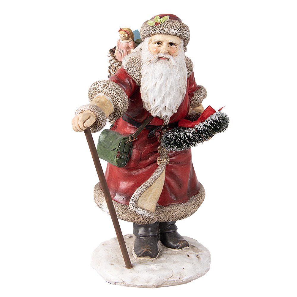 Clayre & Eef - Kerstdecoratie Beeld Rood, Polyresin 14x12x20 cm