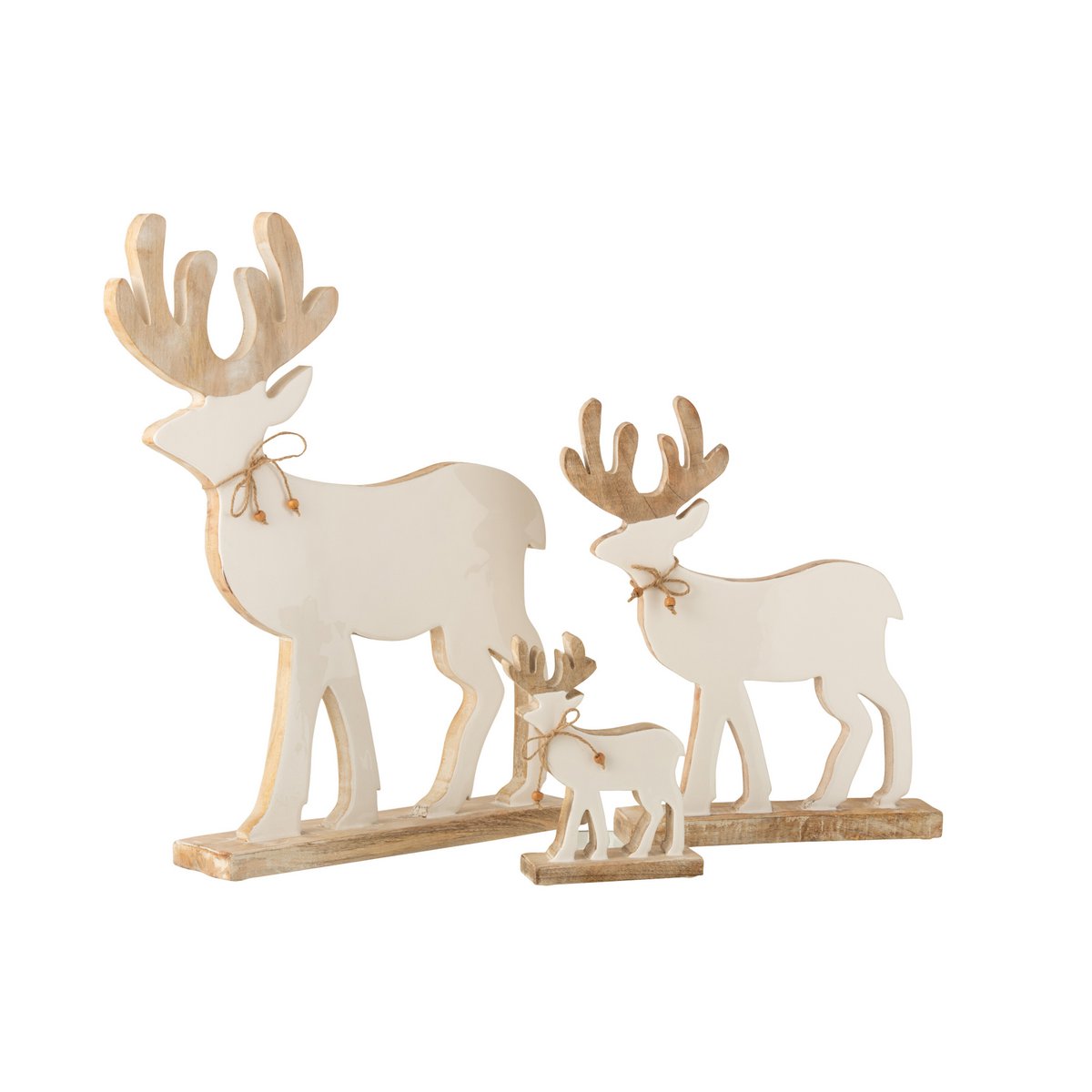 J-Line - Decoratief kerstfiguur 'Rendier' (Maat L, Whitewash)