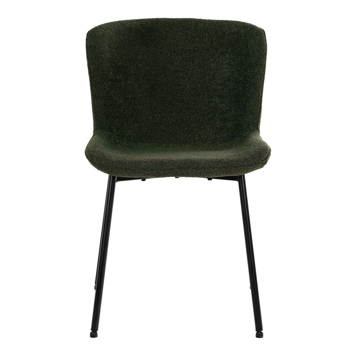 House Nordic - Maceda Dining Chair - Eetkamerstoel in bouclé, donkergroen met zwarte poten - Set van 2