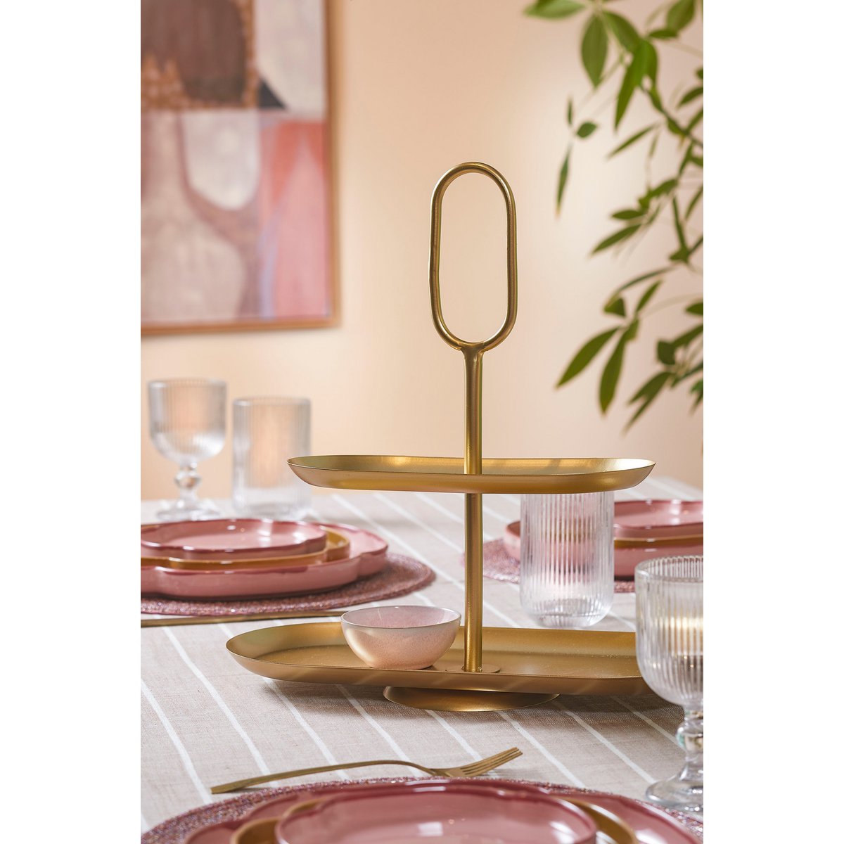 Mica Decorations - Rama Etagere 2 Laags - L38 x B17 x H37 cm - Metaal - Goud