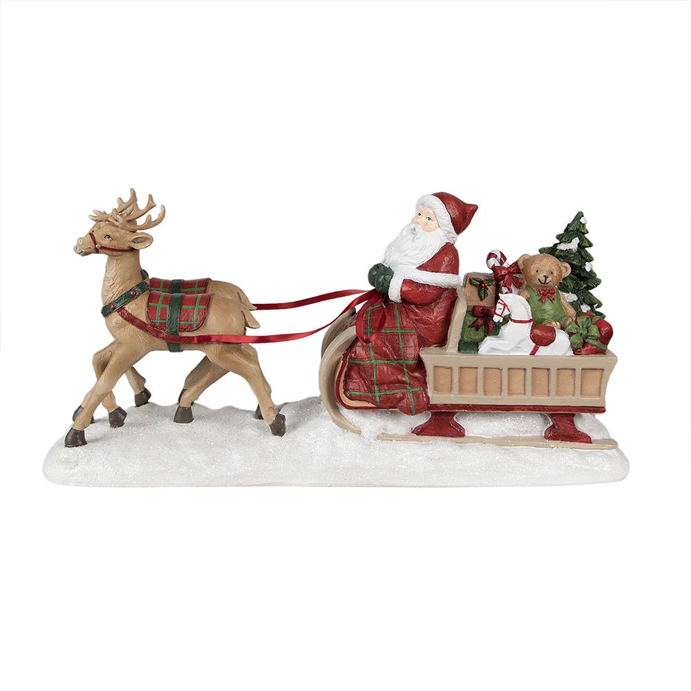 Clayre & Eef - Beeld Kerstman Rood, Polyresin 41x11x19 cm