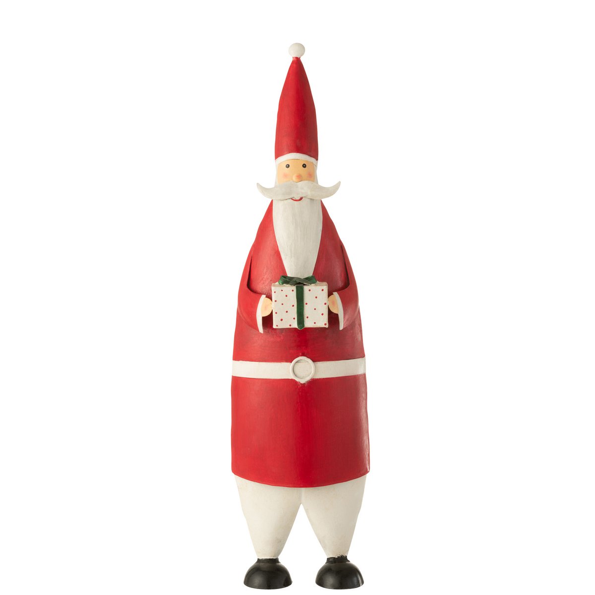 J-Line - Kerstfiguur 'Kerstman' (Wit/Rood, Maat L)