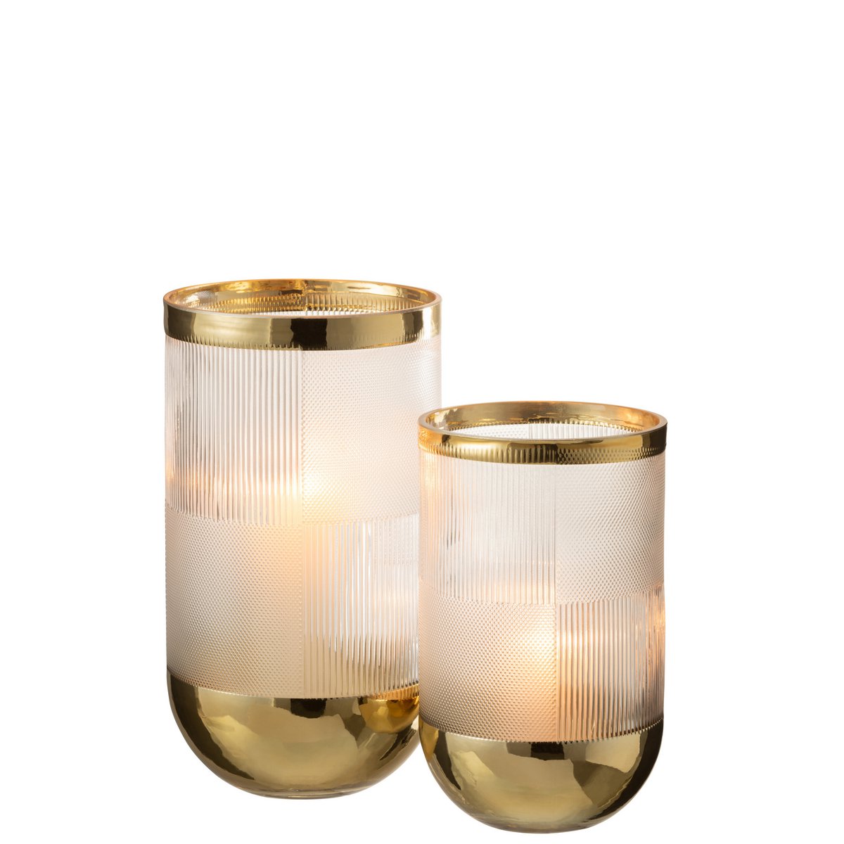 J-Line - Vaas Cylinder Motief - Glas - Transparant/Goud - Large