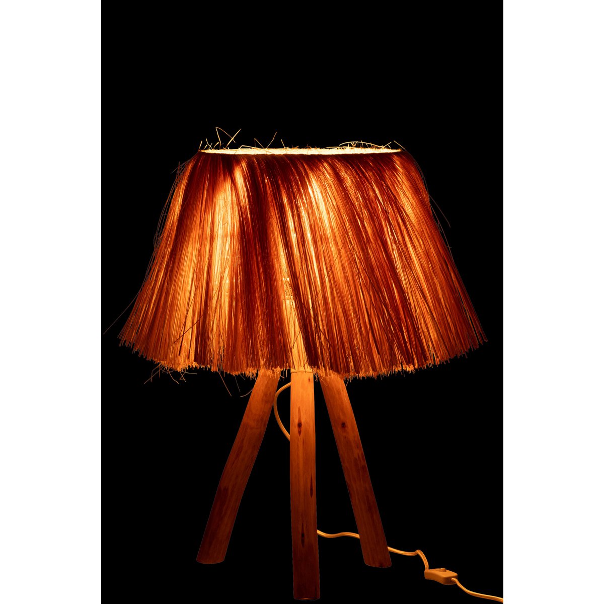 J-Line – Bahamas Tischlampe – Holz/Gras – Natur