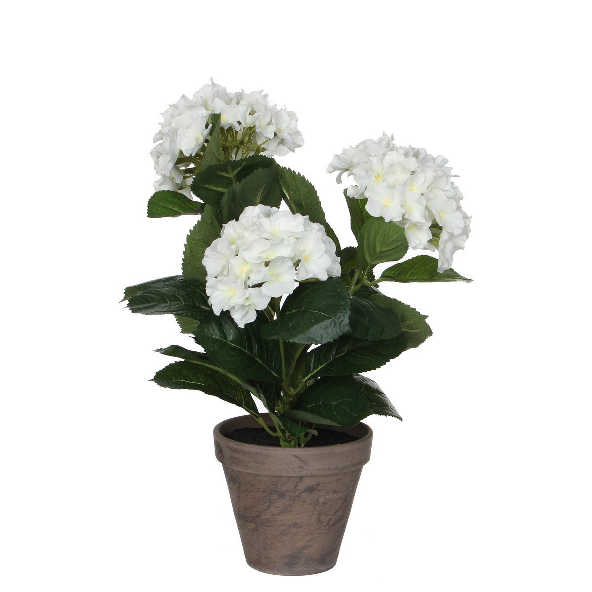 Mica Decorations - Hortensia Kunstplant in Bloempot Stan - H40 x Ø35 cm - Wit