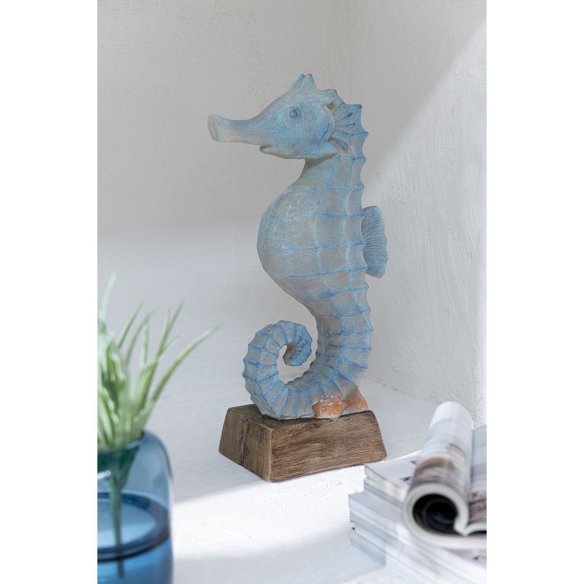 J-Line - Decoratie Zeepaardje Magnesium - Metaal - Blauw - Small