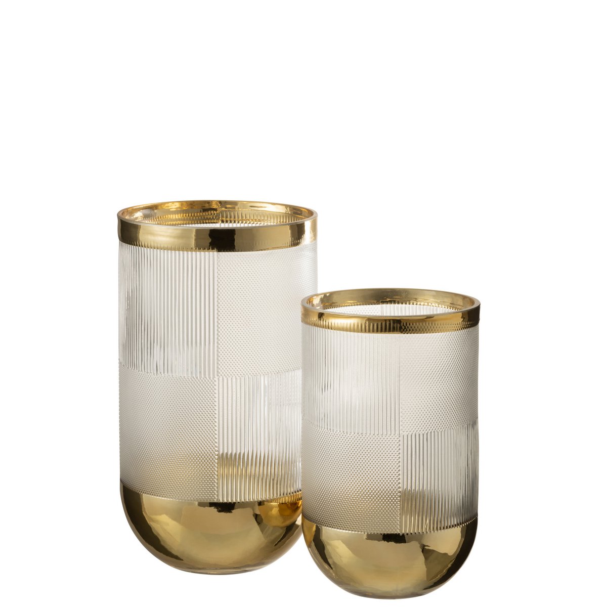 J-Line - Vaas Cylinder Motief - Glas - Transparant/Goud - Large