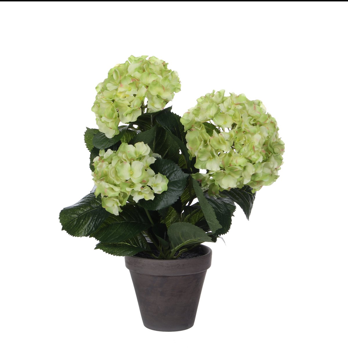 Mica Decorations - Hortensia Kunstplant in Bloempot Stan - H40 x Ø35 cm - Groen