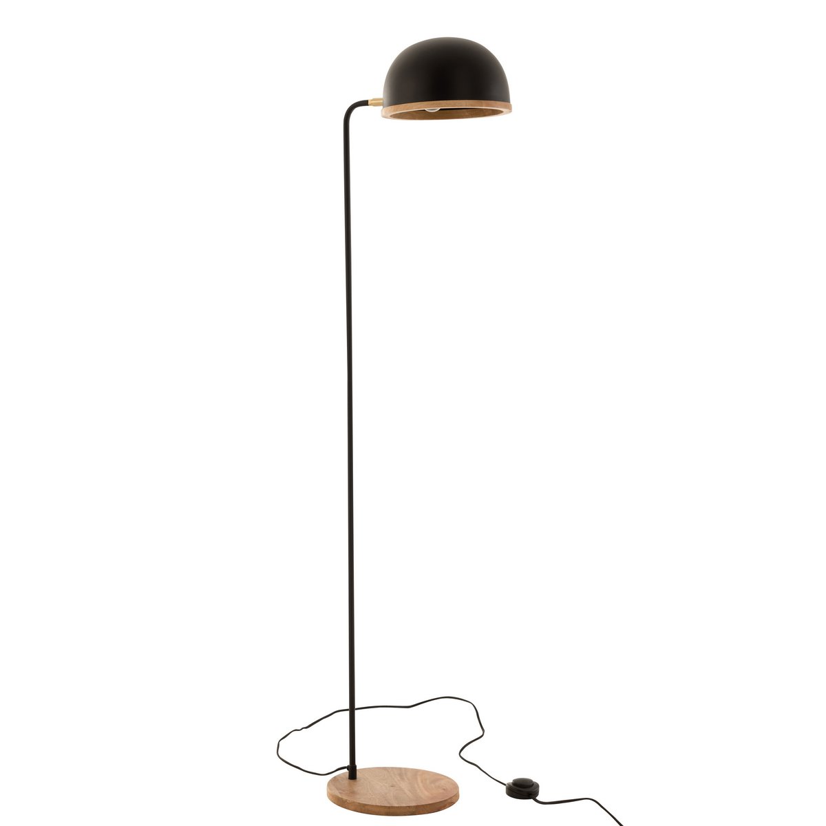 J-Line - Staande Lamp Evy - Ijzer/Hout - Zwart/Naturel