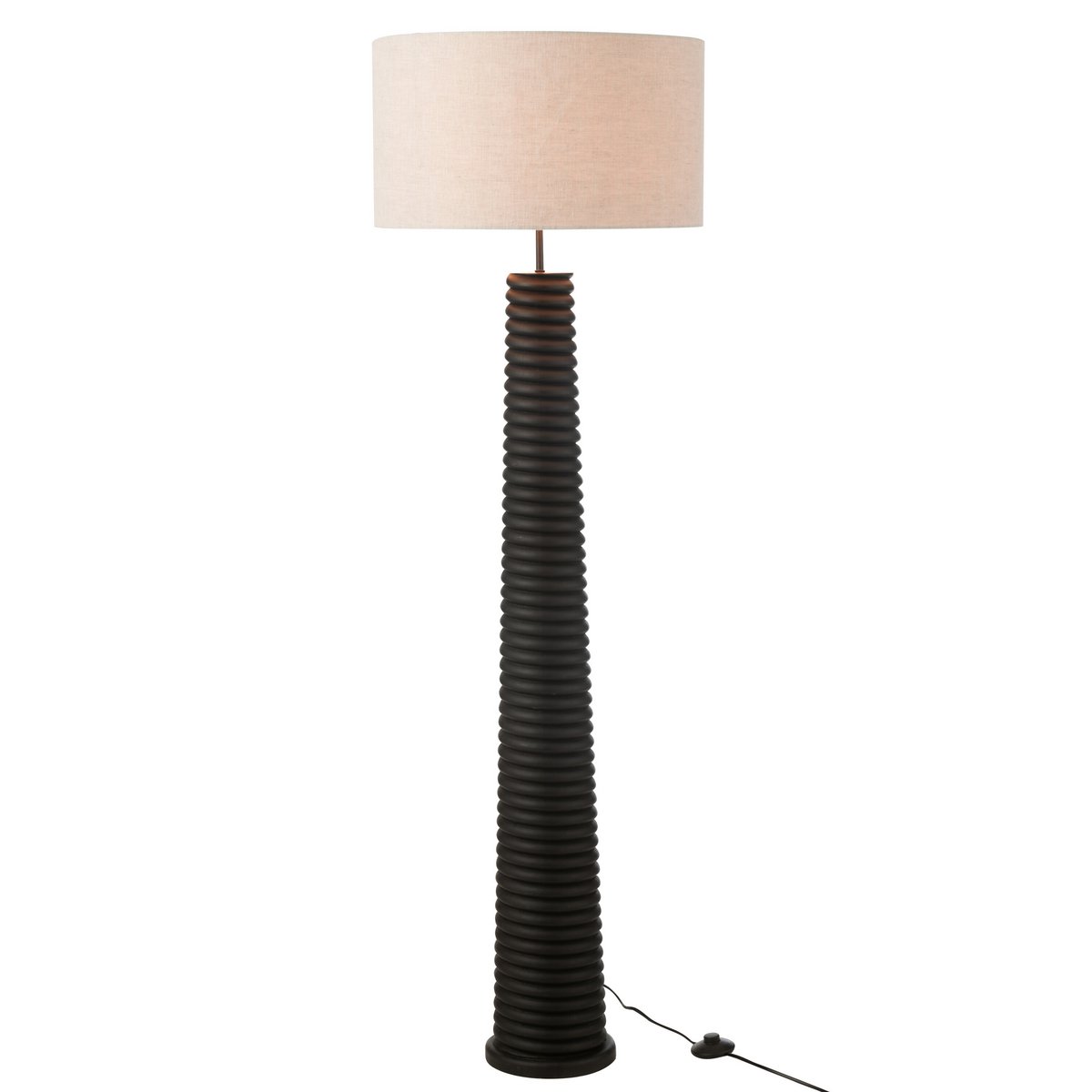 J-Line - Vloerlamp Schroefdraad Ailanthus Hout Zwart/Grijs