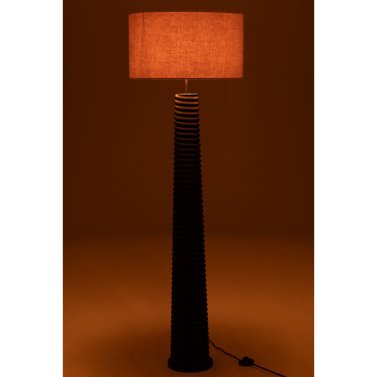 J-Line - Vloerlamp Schroefdraad Ailanthus Hout Zwart/Grijs