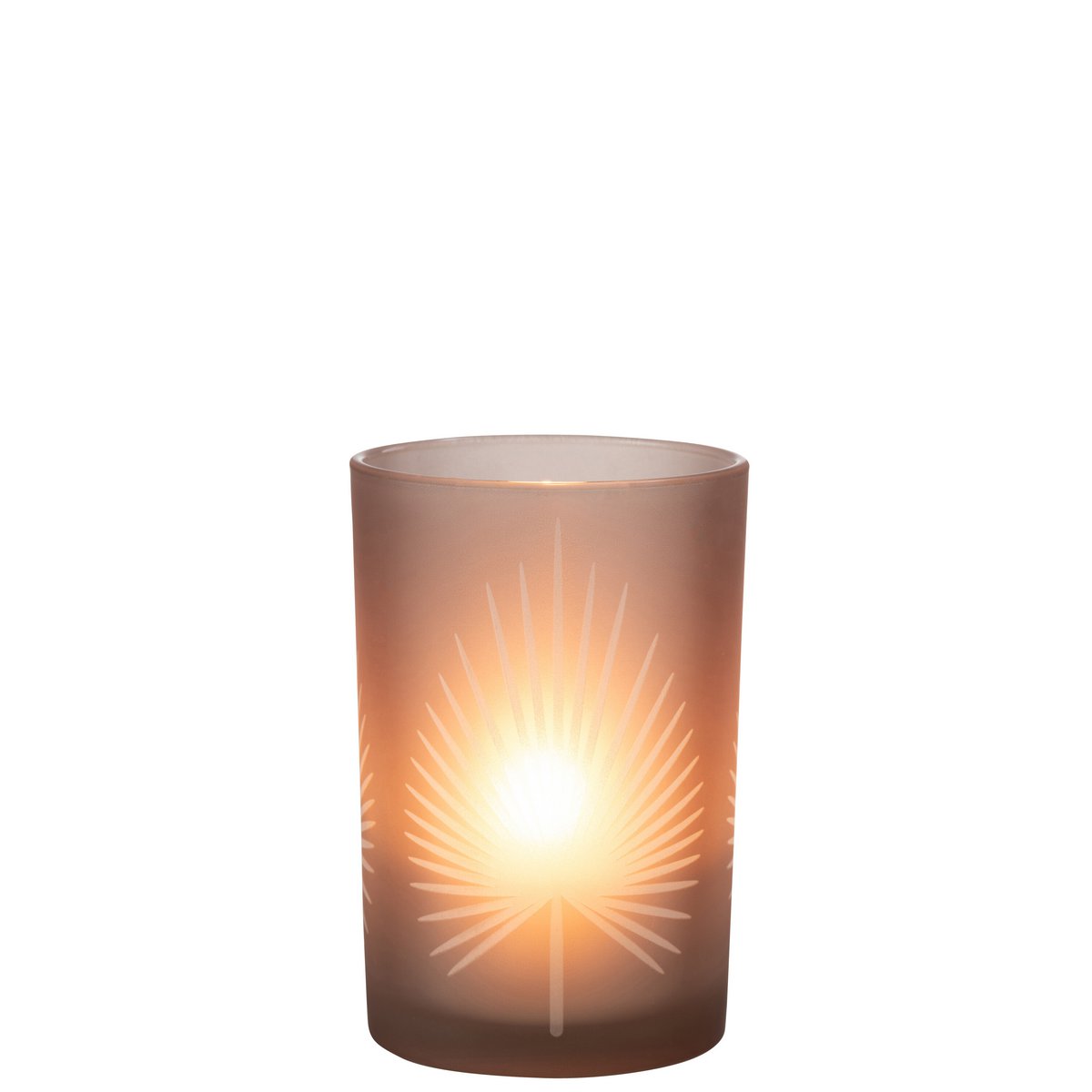 J-Line - Lantaarn Palmblad - Glas - Beige - Groot