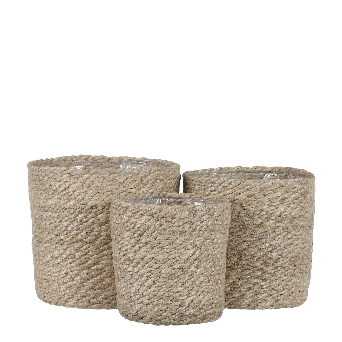 Mica Decorations - Atlantic Plantenmand - Set van 3 - H16 x Ø16 cm - Jute - Crème