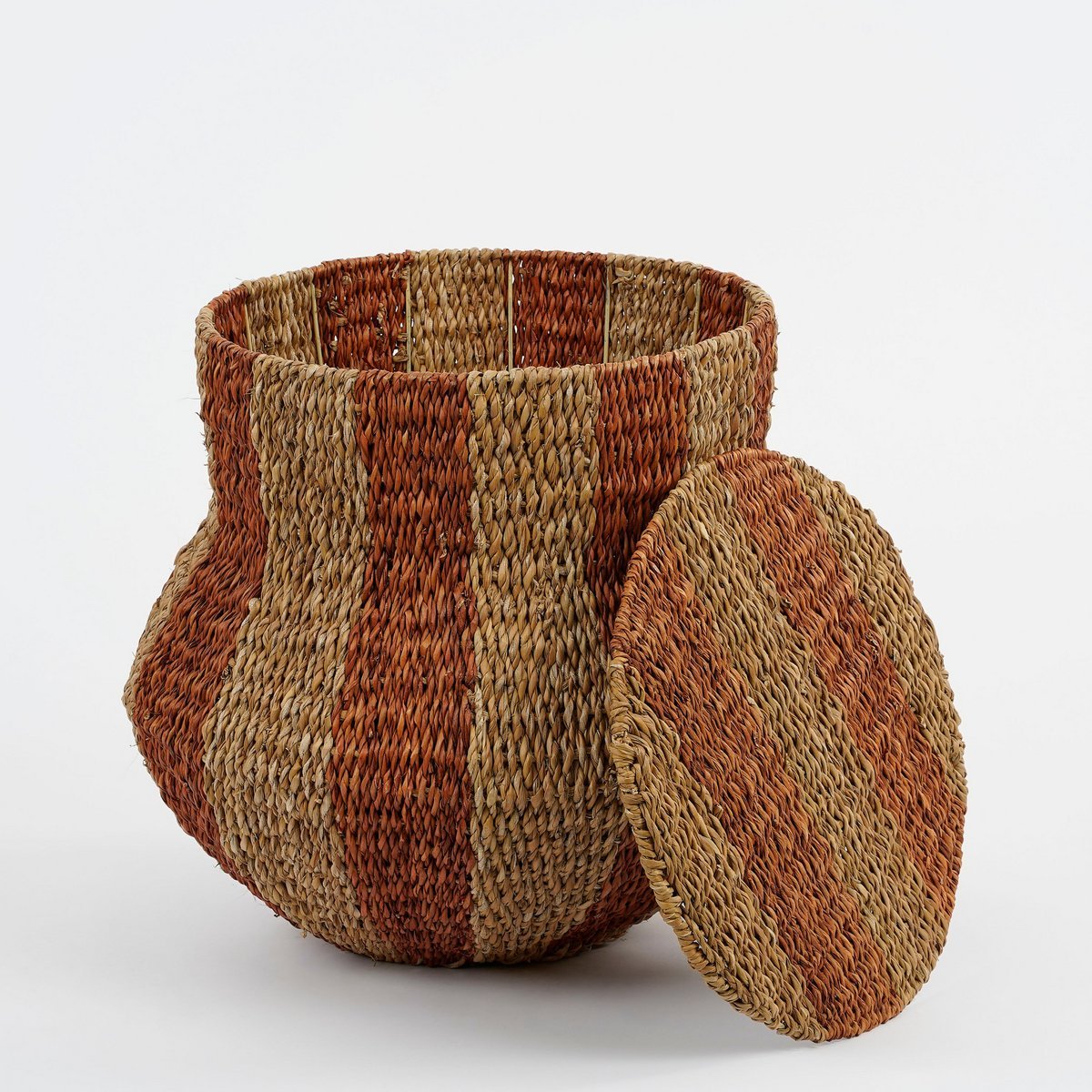 Mica Decorations - Tacoma Opbergmand met Deksel - H47 x Ø50 cm - Jute - Oranje