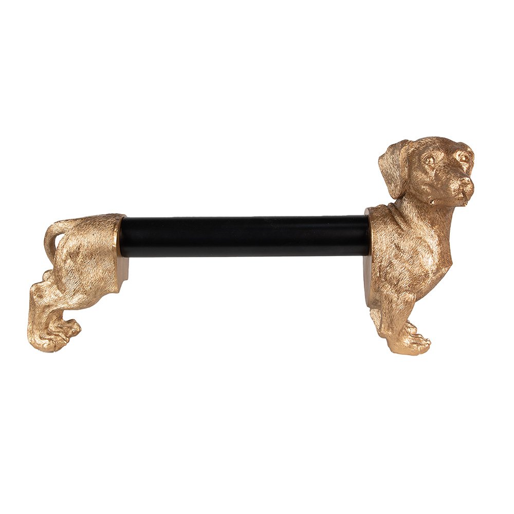 Clayre & Eef - Keukenrolhouder 'Hond' (Goud, 46cm)