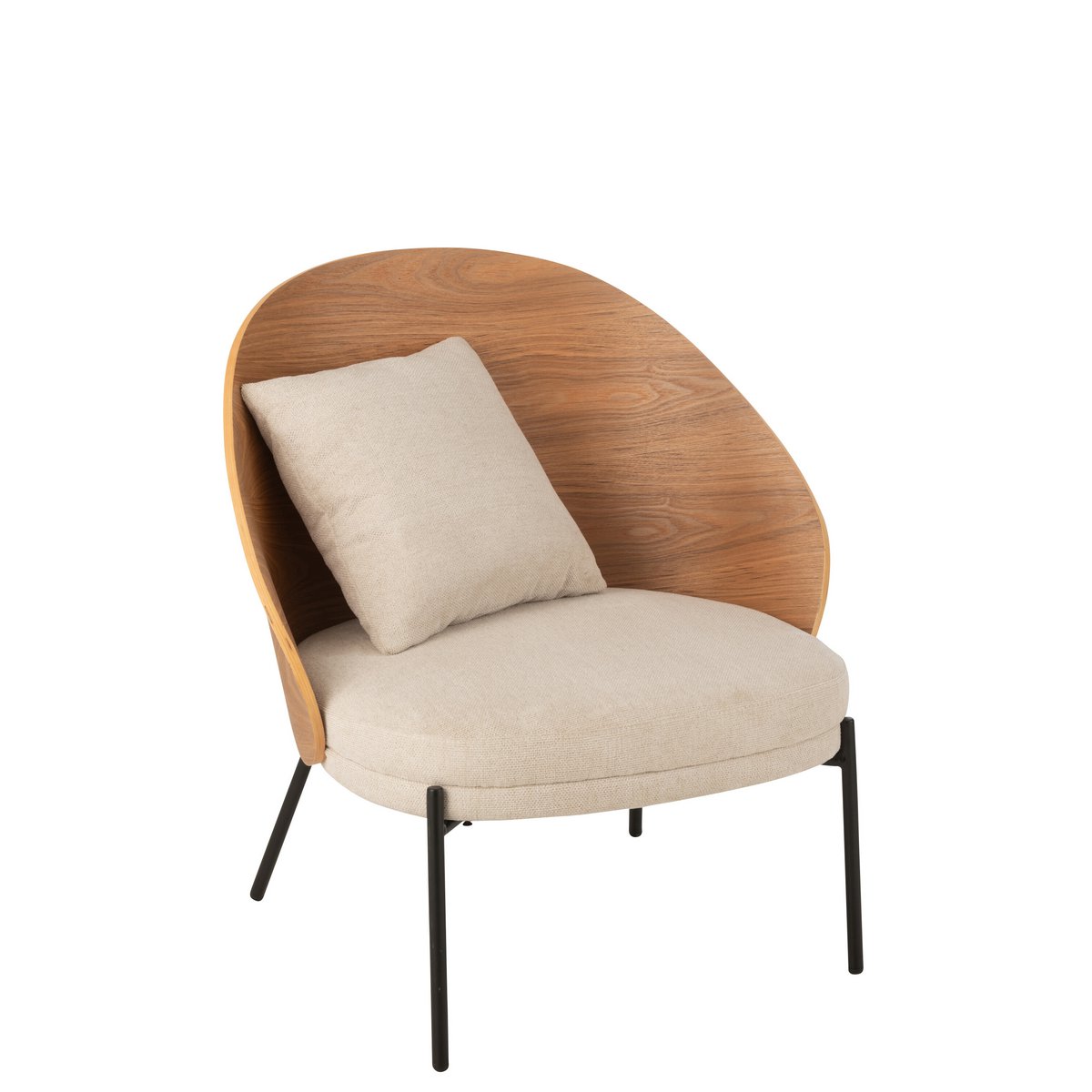 J-Line - Loungestoel Lone Multiplex/Metaal Naturel/Beige