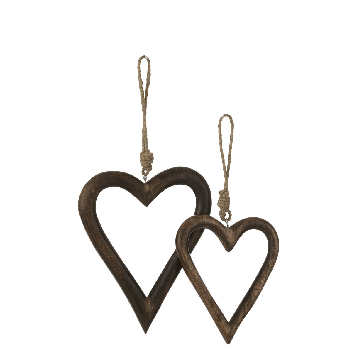 J-Line - Decoratieve hanger 'Hart' (Maat L, Donkerbruin)