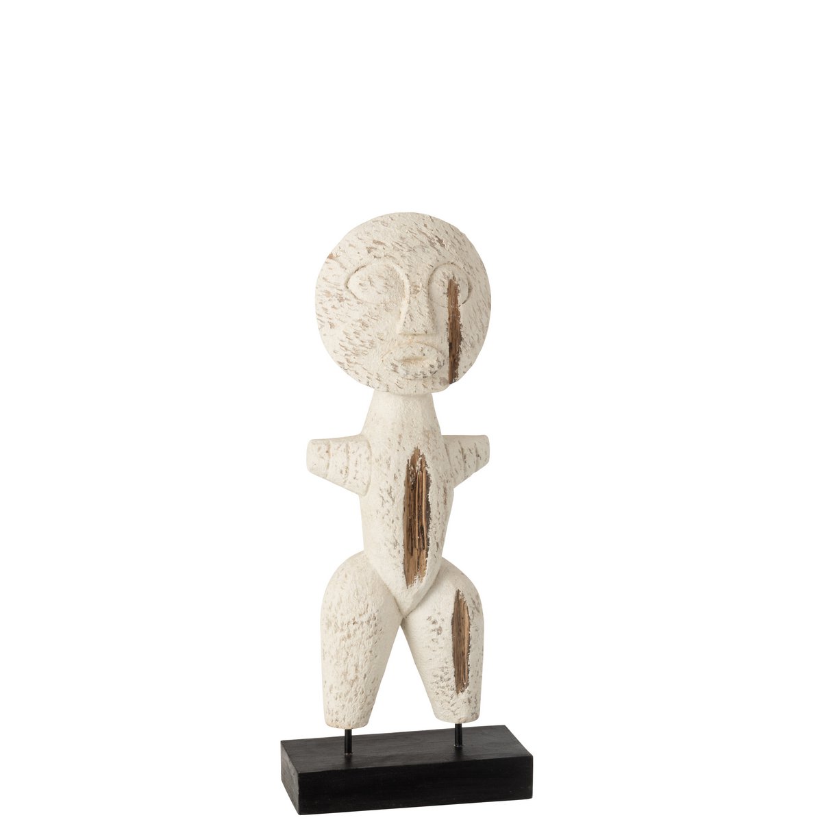 J-Line - Figuur Primitief Albasia - Hout - Wit - Small