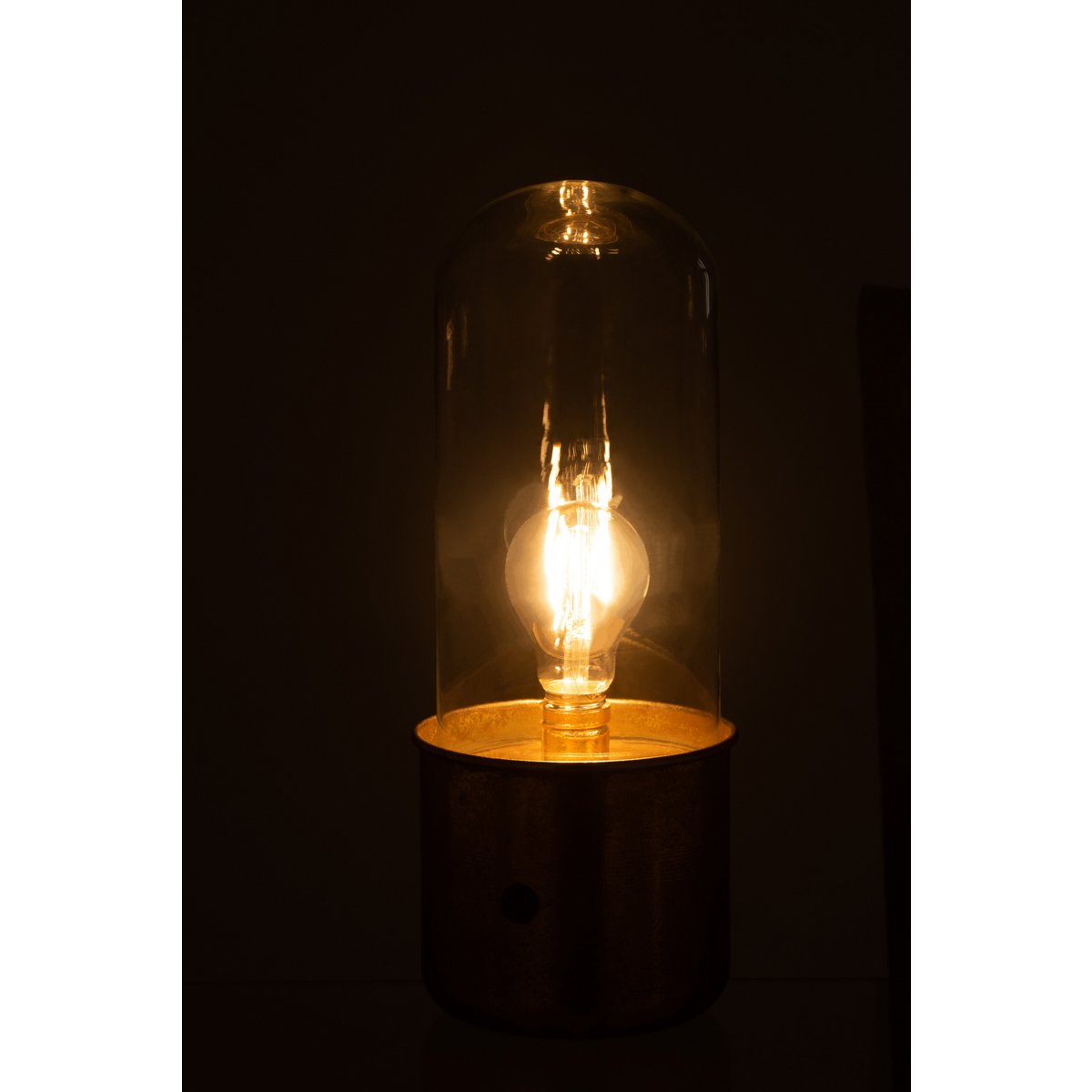 J-Line - Tafellamp Antiek LED Glas/Zink Goud Small