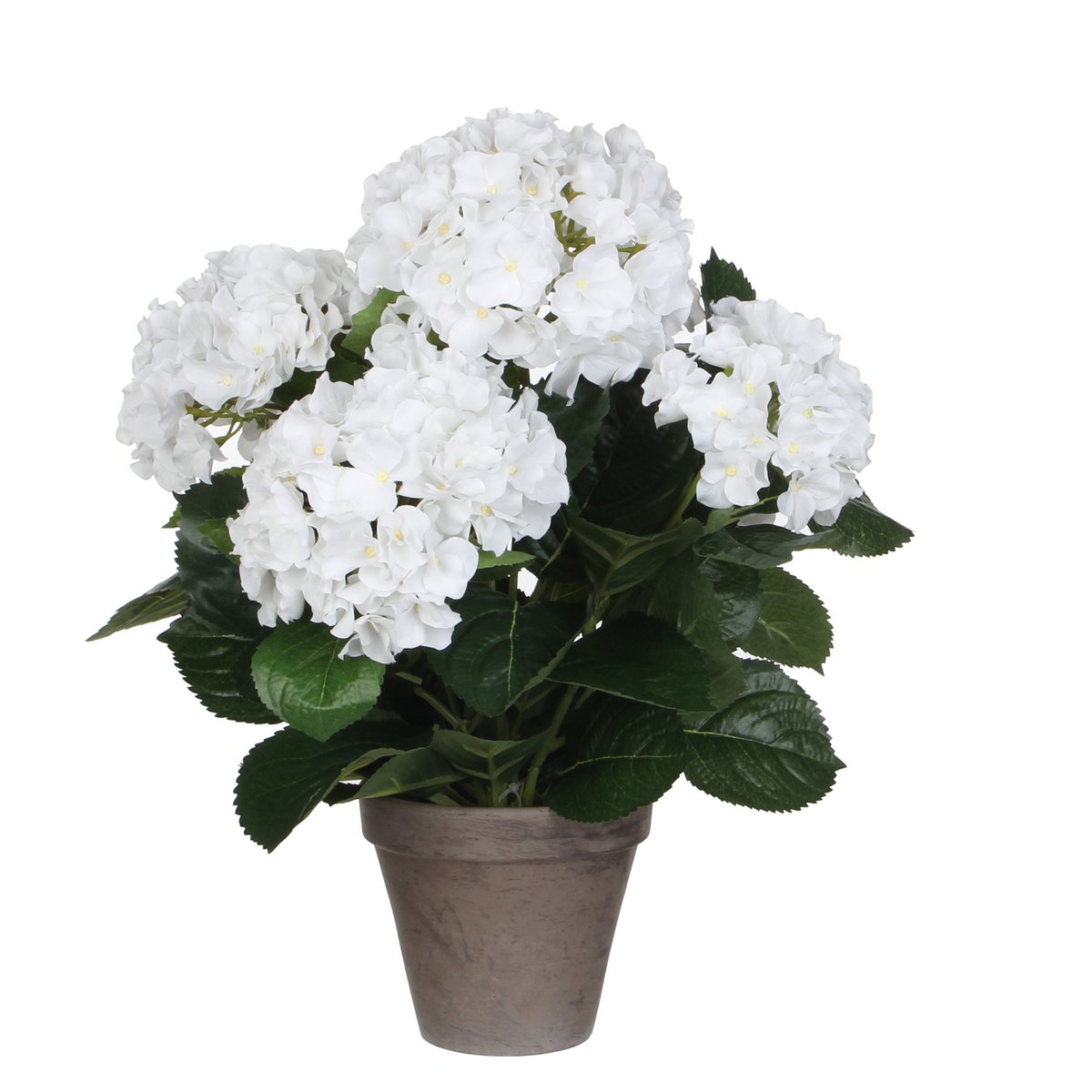 Mica Decorations - Hortensia Kunstplant in Bloempot Stan - H45 x Ø45 cm - Wit