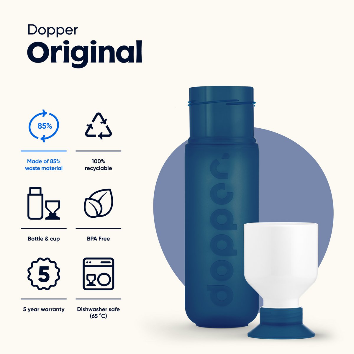 Dopper Originele Herbruikbare Waterfles Cosmic Storm 450ml