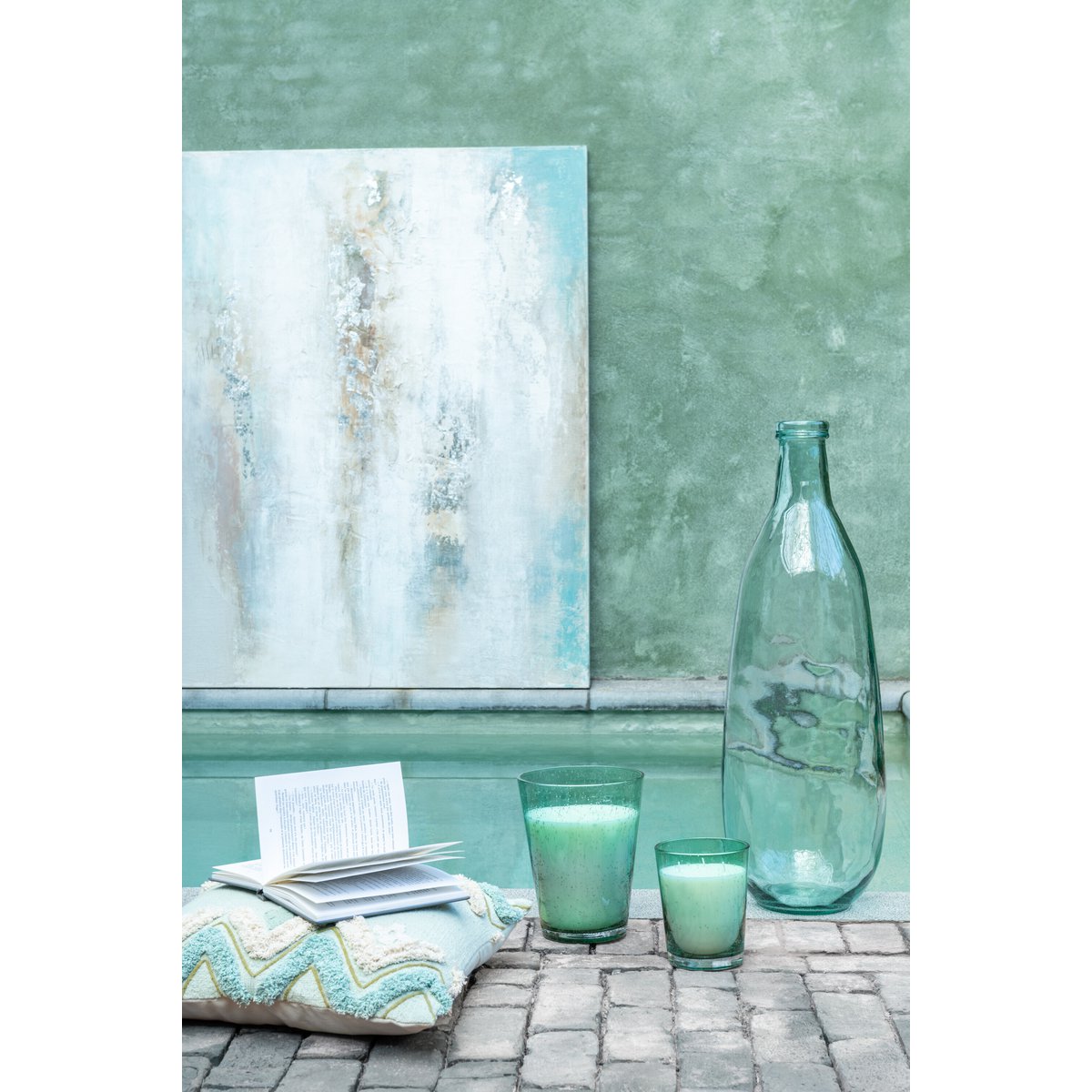 J-Line - Vaas Lissabon - Glas - Aqua - Large