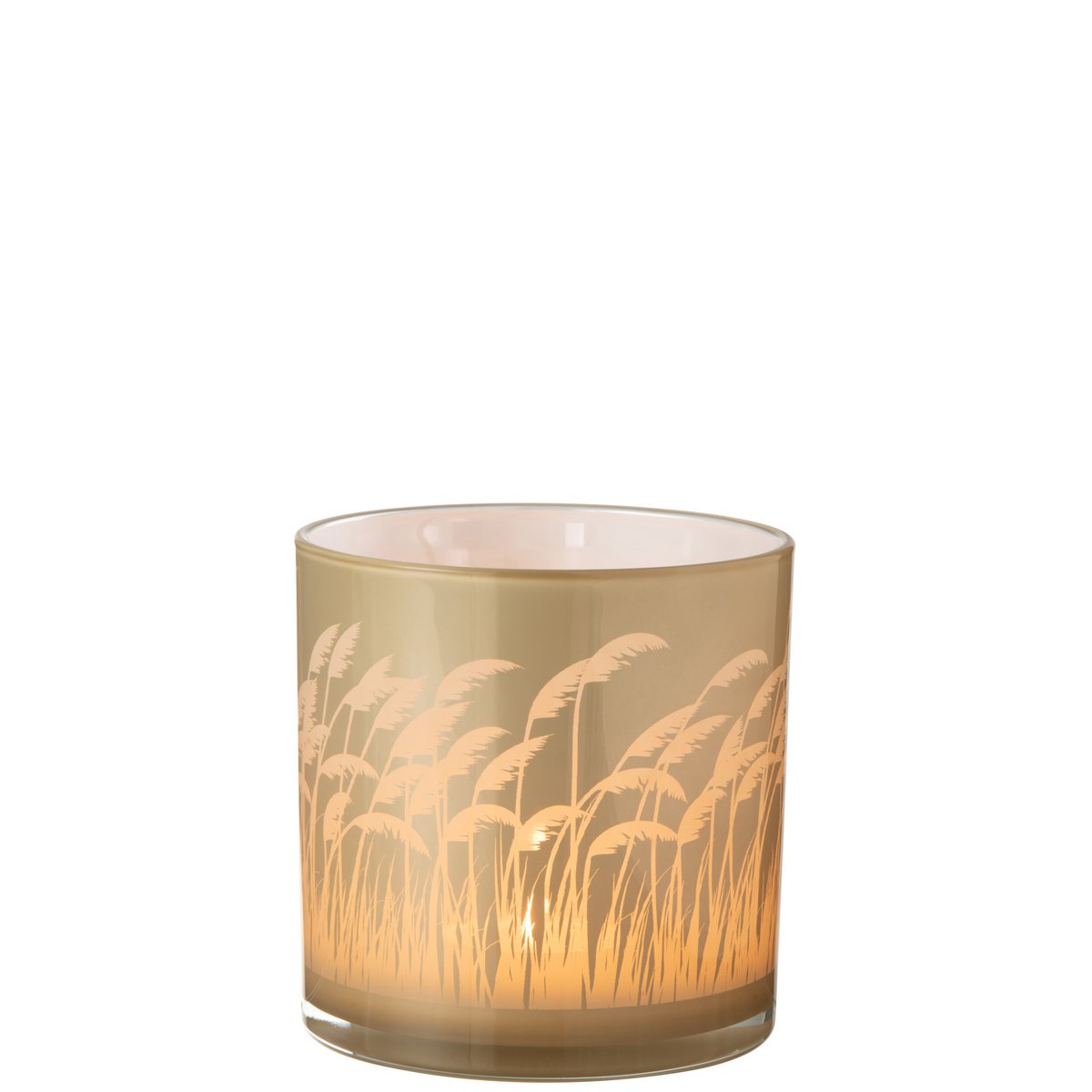 J-Line - Windlicht Pampas - Glas - Beige/Wit - Large