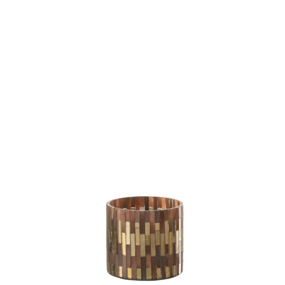 J-Line - Waxinelichthouder Chic - Glas - Bruin/Goud - Small