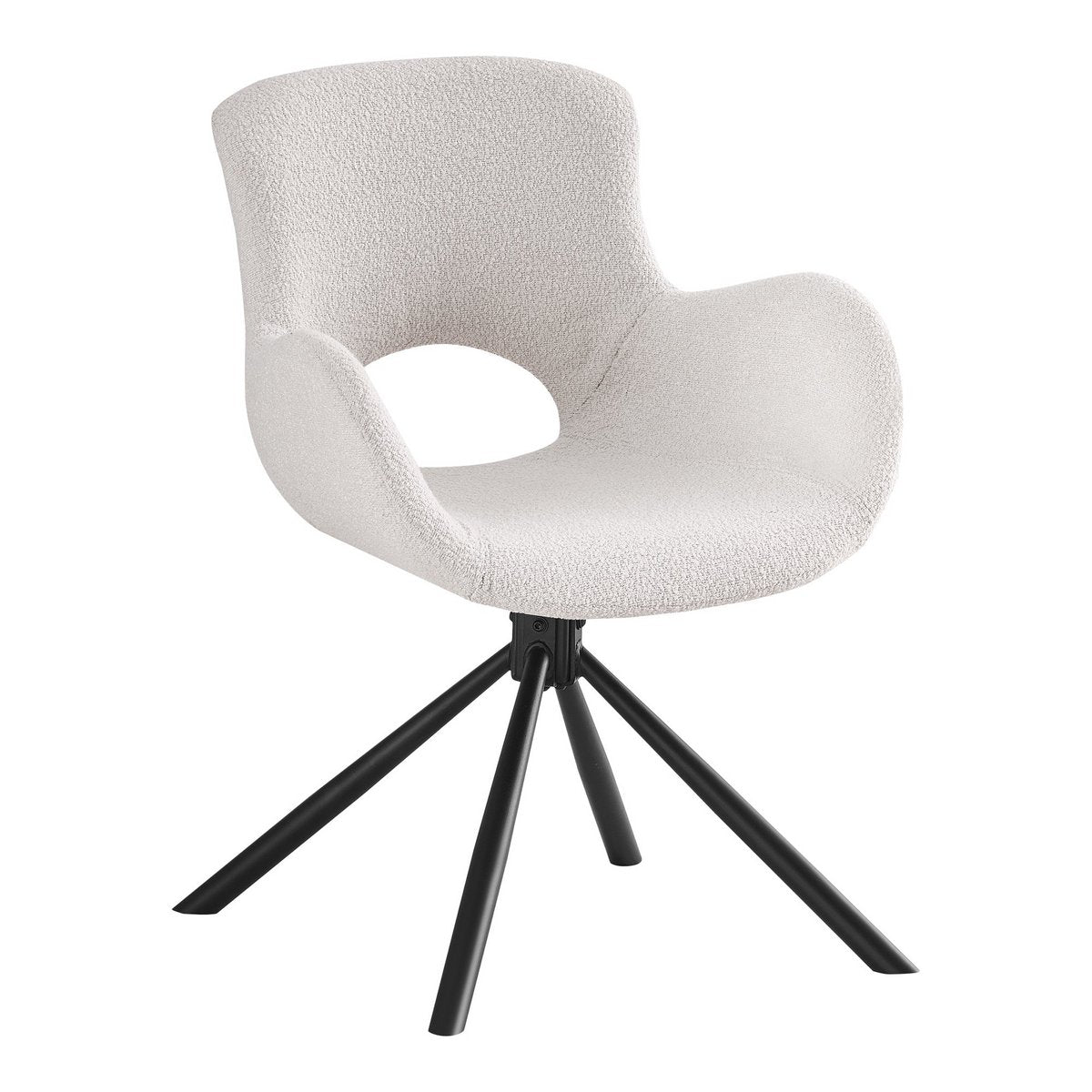 House Nordic - Amorim Dining Chair - Eetkamerstoel, in bouclé gebroken wit met draaiknop - Set van 2