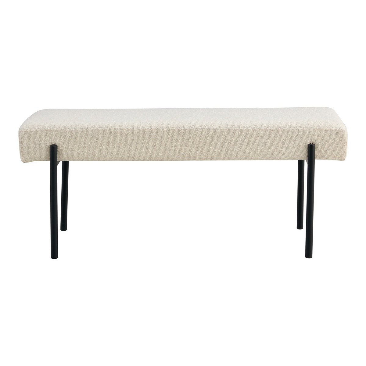 House Nordic - Swindon Bench - Bank in bouclé, wit met zwarte poten, 100x36x42,5 cm, HN1232