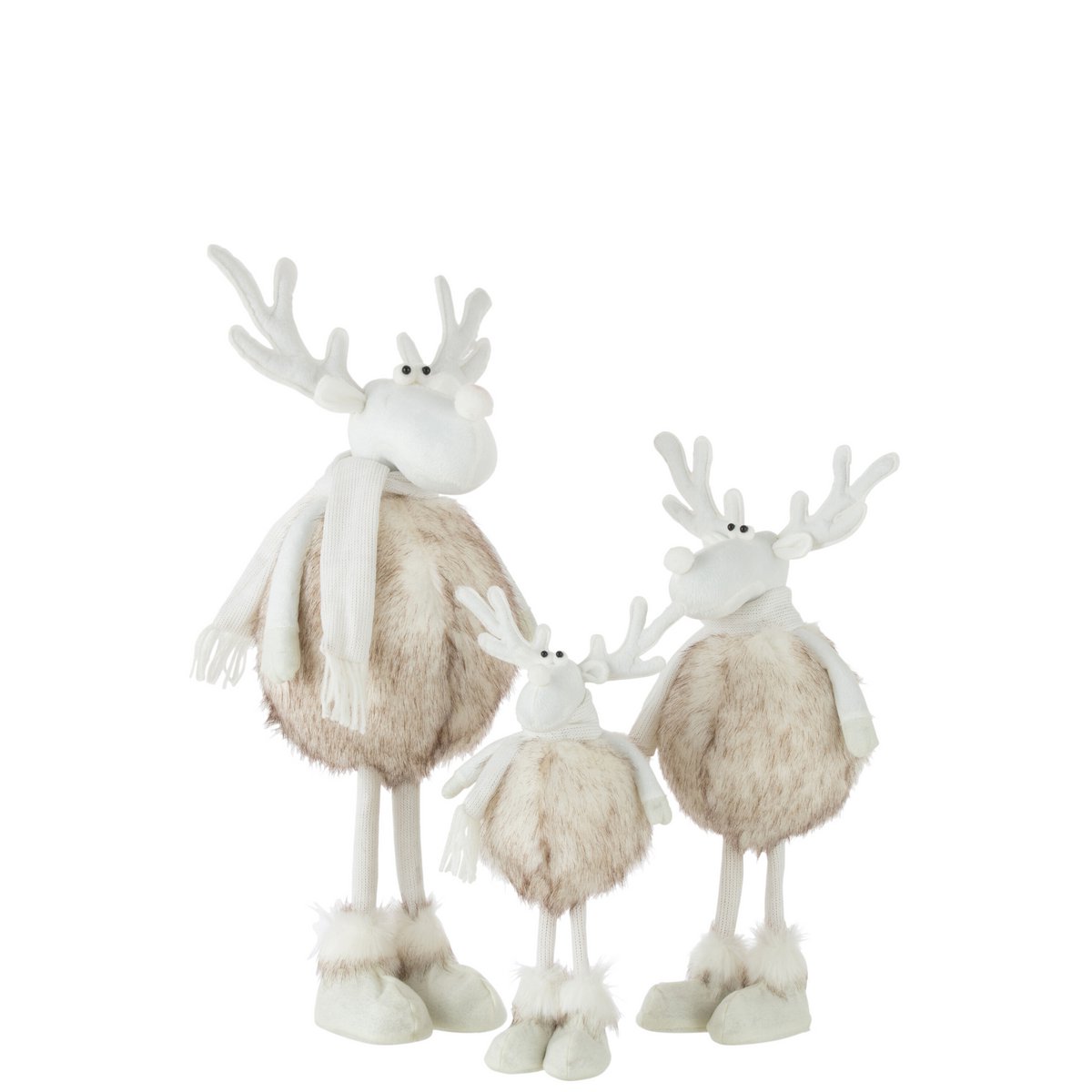 J-Line - Decoratief kerstfiguur 'Staand rendier' (Maat L, Beige)