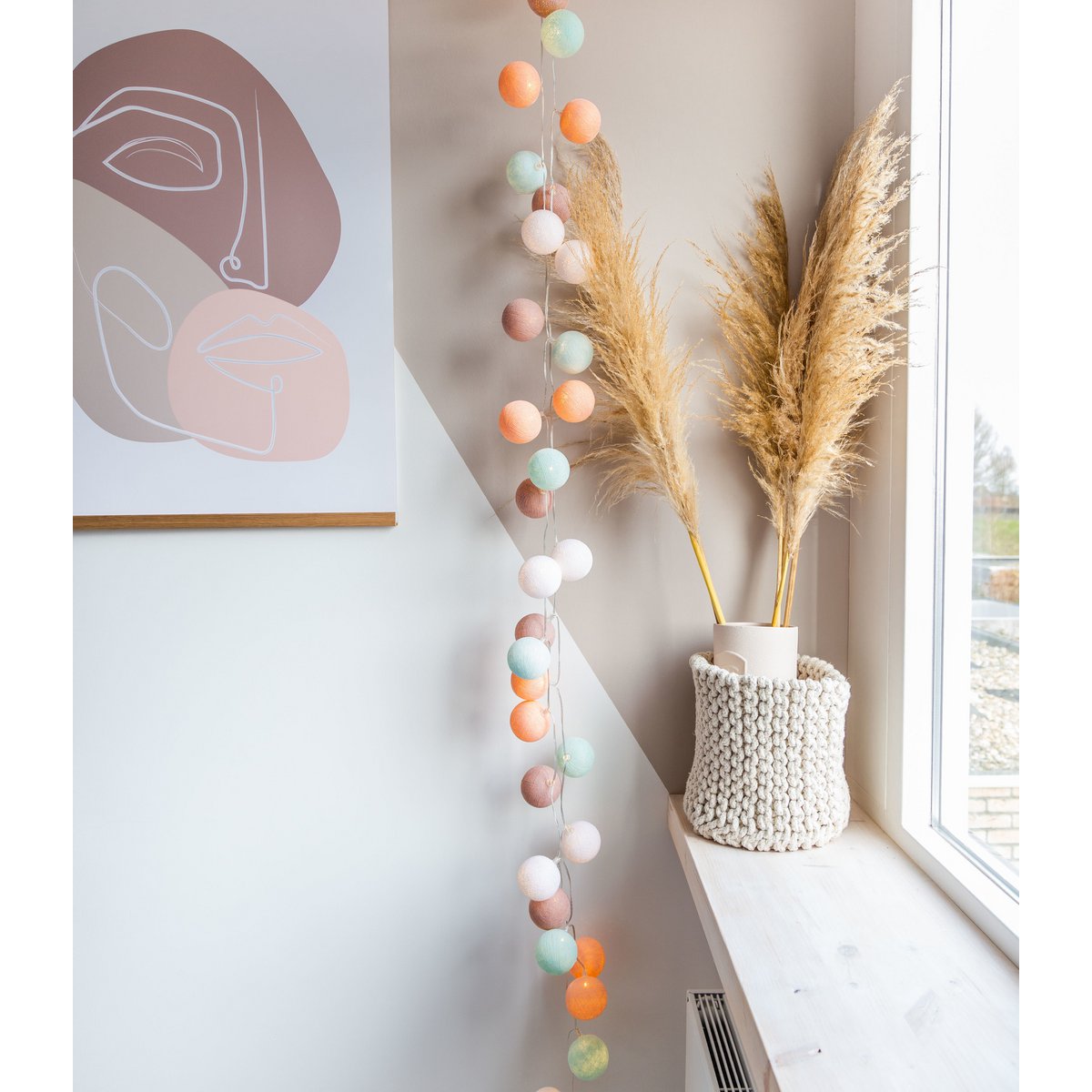 Cotton Ball Lights - Indoor regular Lichtslinger - Macaron - 50 cotton balls