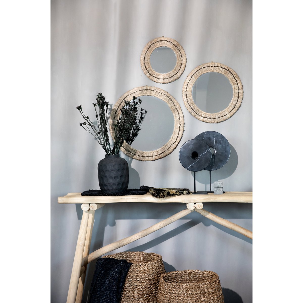 Bazar Bizar Living - De Gajih Spiegel - Naturel Zwart - S