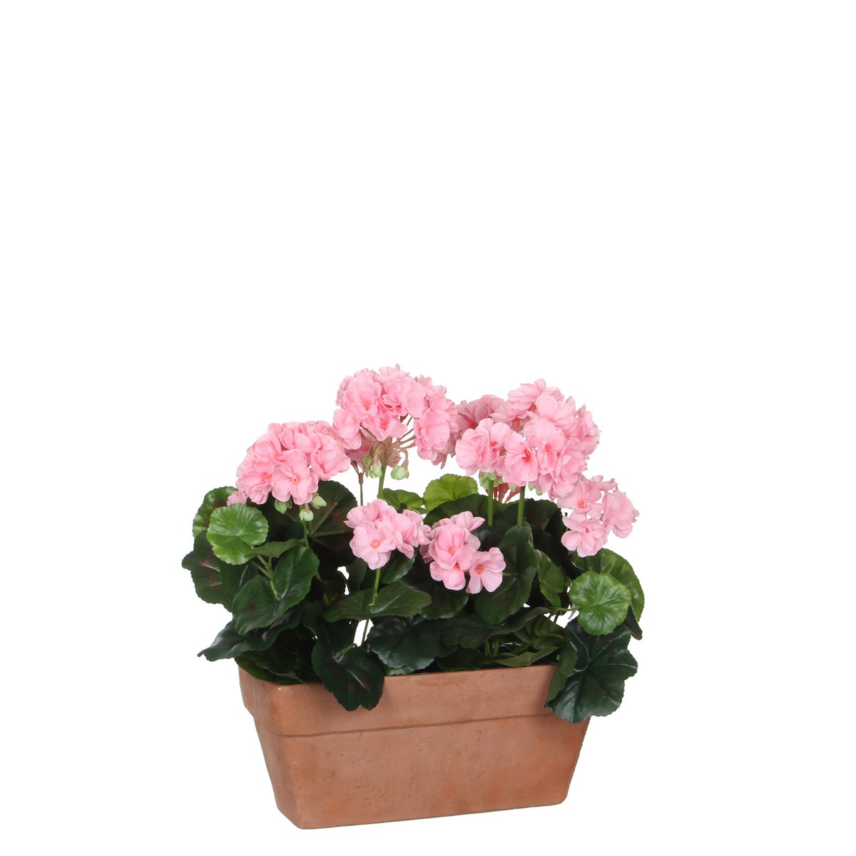 Mica Decorations - Geranium Kunstplant in Balkonbak - L29 x B13 x H40 cm - Roze