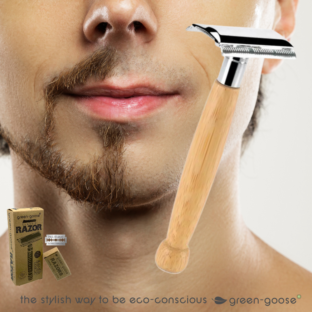 green-goose - Klassiek Scheermes met Scheerzeep en Scheerkwast - Bamboe