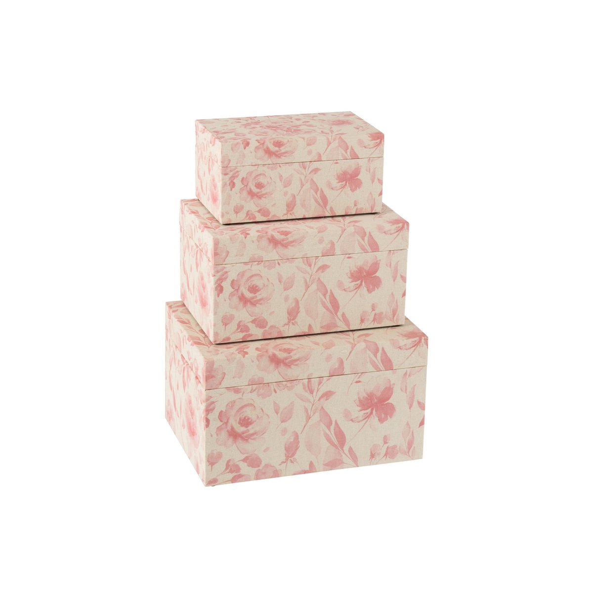 J-Line - Decoratieve dozen 'Stella' (Set van 3, Wit/Roze)