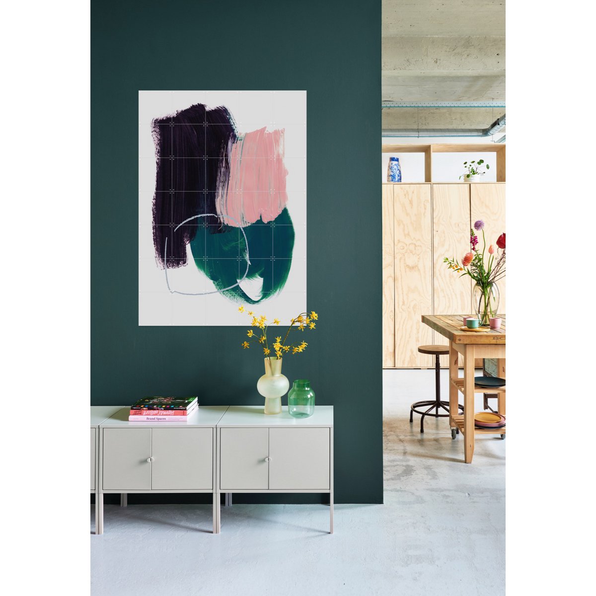 IXXI - Abstracte Air Brush Strokes 10 Wall art - Poster - Wanddecoratie - S - green