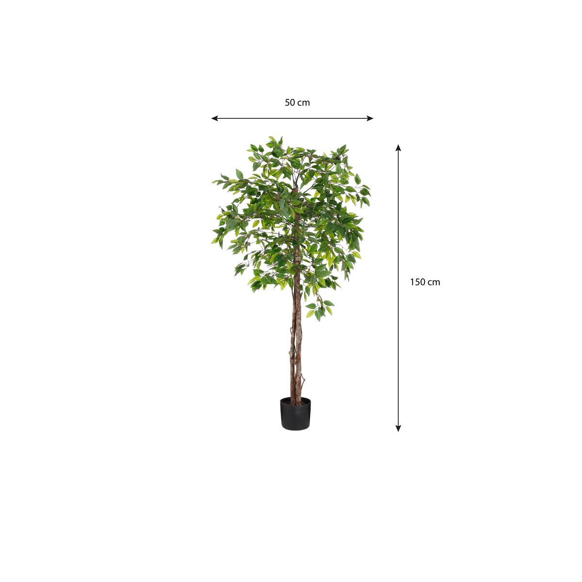 Mica Decorations - Ficus Kunstplant in Bloempot - H150 x Ø50 cm - Groen 