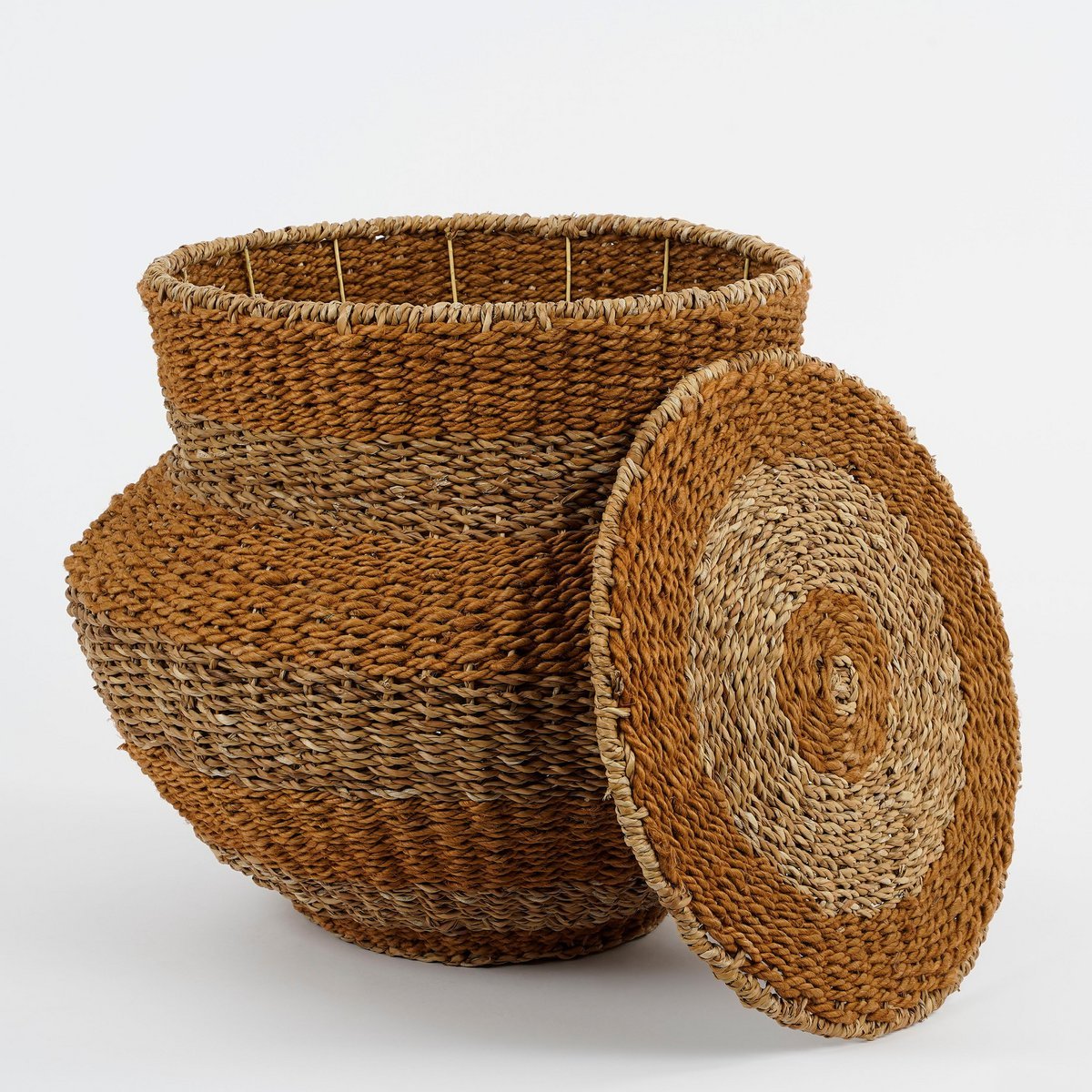 Mica Decorations - Tacoma Opbergmand met Deksel - H48 x Ø55 cm - Jute - Geel