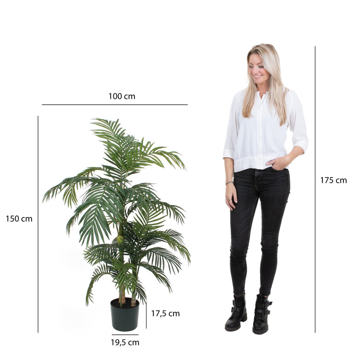 Mica Decorations - Areca palm Kunstplant - H150 x Ø100 cm - groen