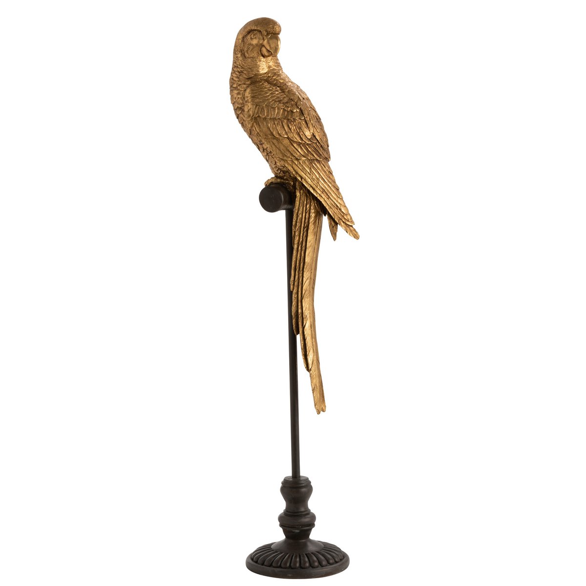 J-Line - Decoratief figuur 'Papegaai op stok' (Maat L, Goud, Polyresin)