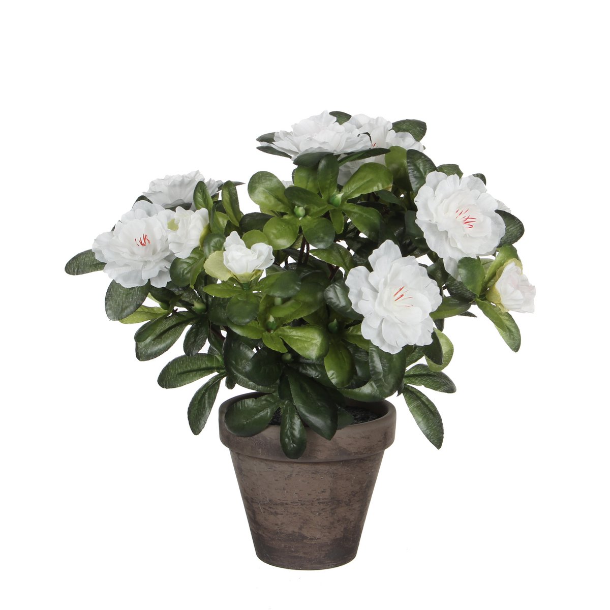 Mica Decorations - Azalea Kunstplant in Bloempot Stan - H27 x Ø20 cm - Wit