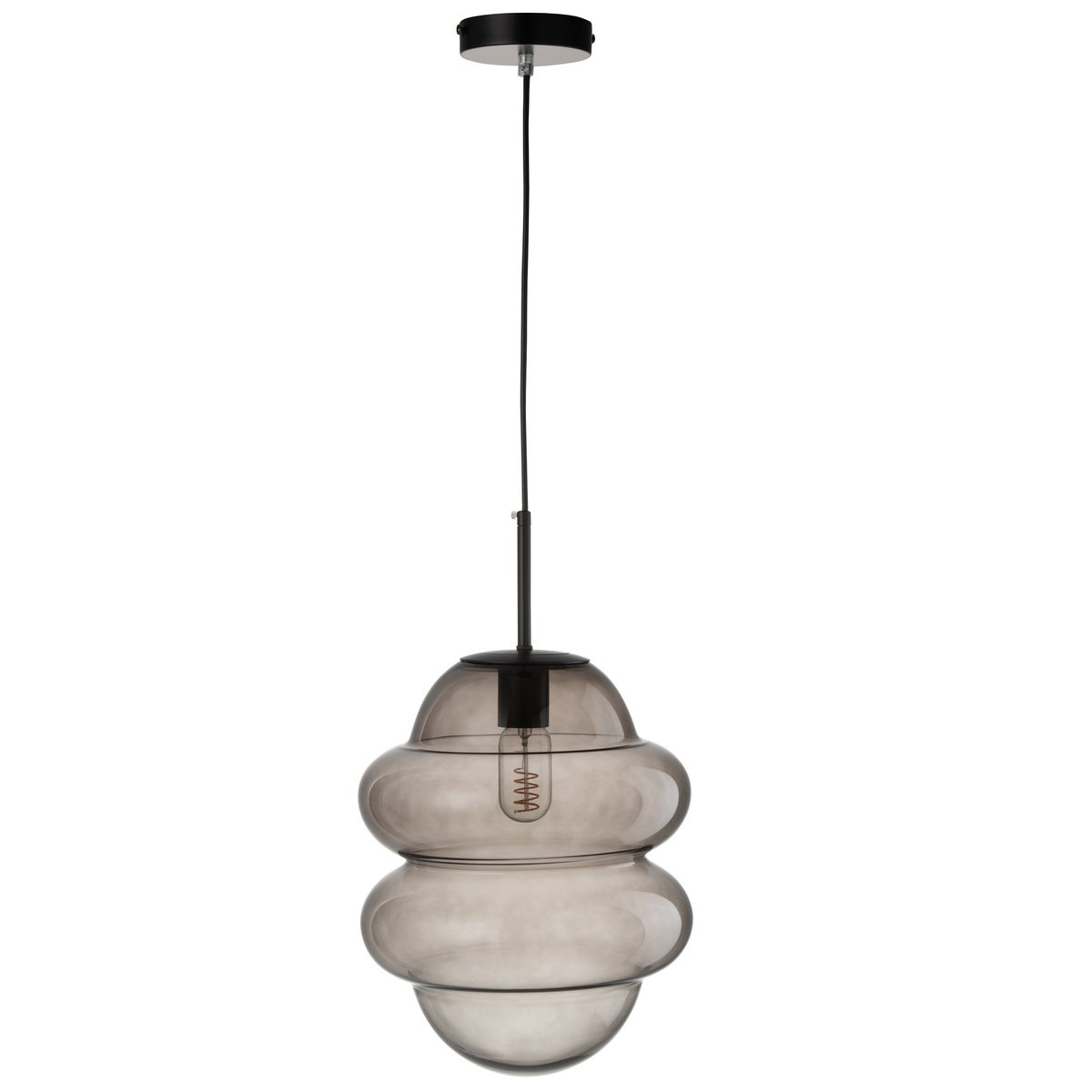 J-Line - Hanglamp Honinglepel Glas Grijs