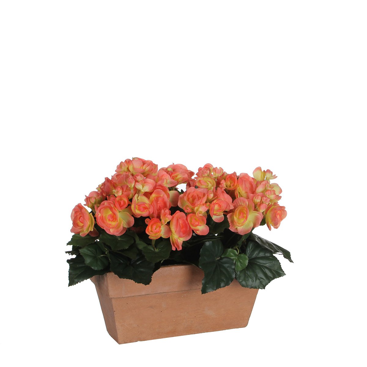 Mica Decorations - Begonia Kunstplant in Balkonbak Slate - L29 x B13 x H25 cm - Zalmroze