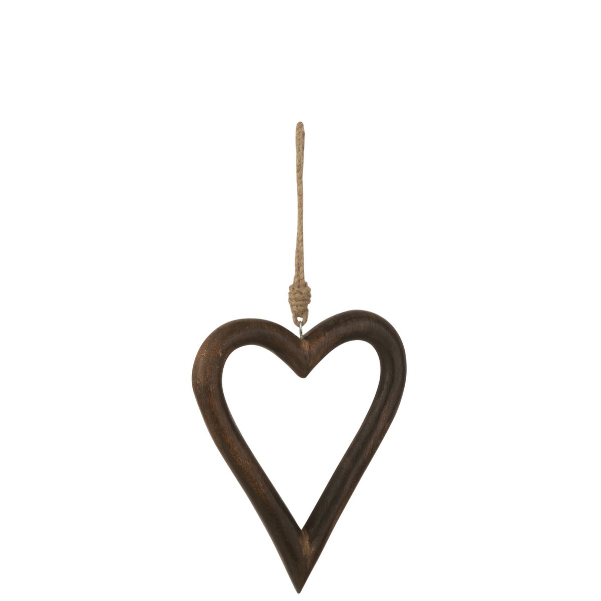 J-Line - Decoratieve hanger 'Hart' (Maat L, Donkerbruin)