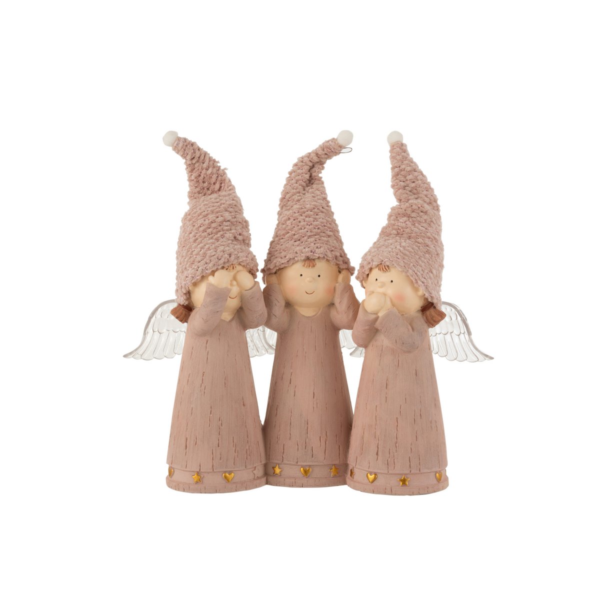 J-Line - Decoratief kerstfiguur 'Solvik' (Horen, zien en zwijgen, Roze)