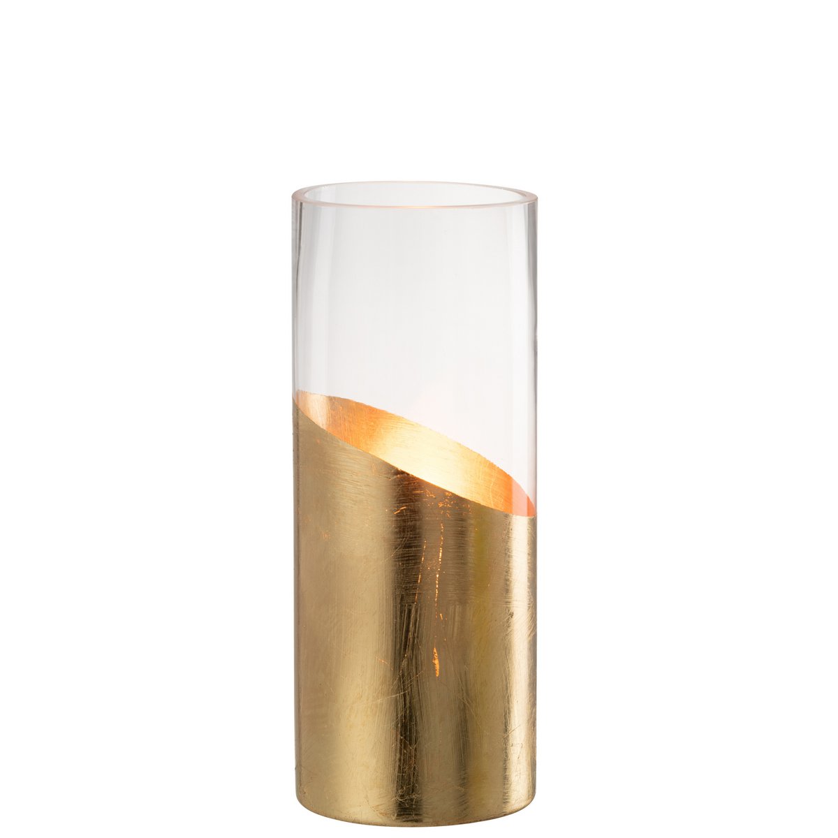 J-Line - Windlicht Moa Glas Transparant/Goud Medium