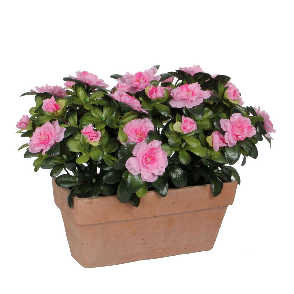 Mica Decorations - Azalea Kunstplant in Balkonbak Slate - L29 x B13 x H27 cm - Roze