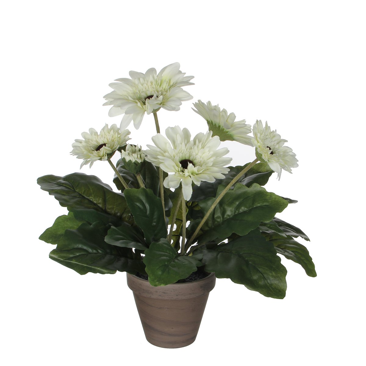 Mica Decorations - Gerbera Kunstplant in Bloempot Stan - H35 x Ø30 cm - Wit