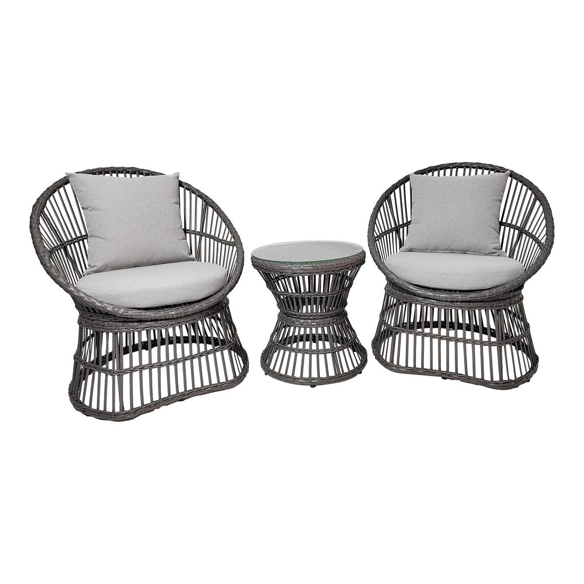 House Nordic - Natal Lounge Set - Loungeset, rotan, grijs, incl. Kussens